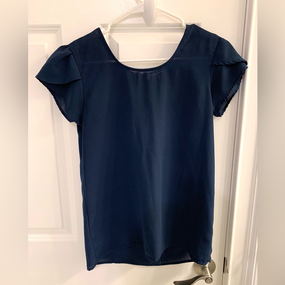 JAPNA • Indigo Blue Light Shortsleeved Blouse - Picture 2 of 9